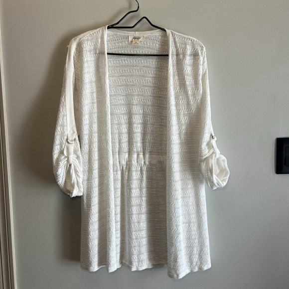 Style & Co Women's Size Medium Knit Open Cardigan White Beach Cover Up - Picture 2 of 10